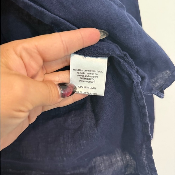 Eileen Fisher Irish Linen Button Down Top PS Blue Beach Coastal - Picture 3 of 4